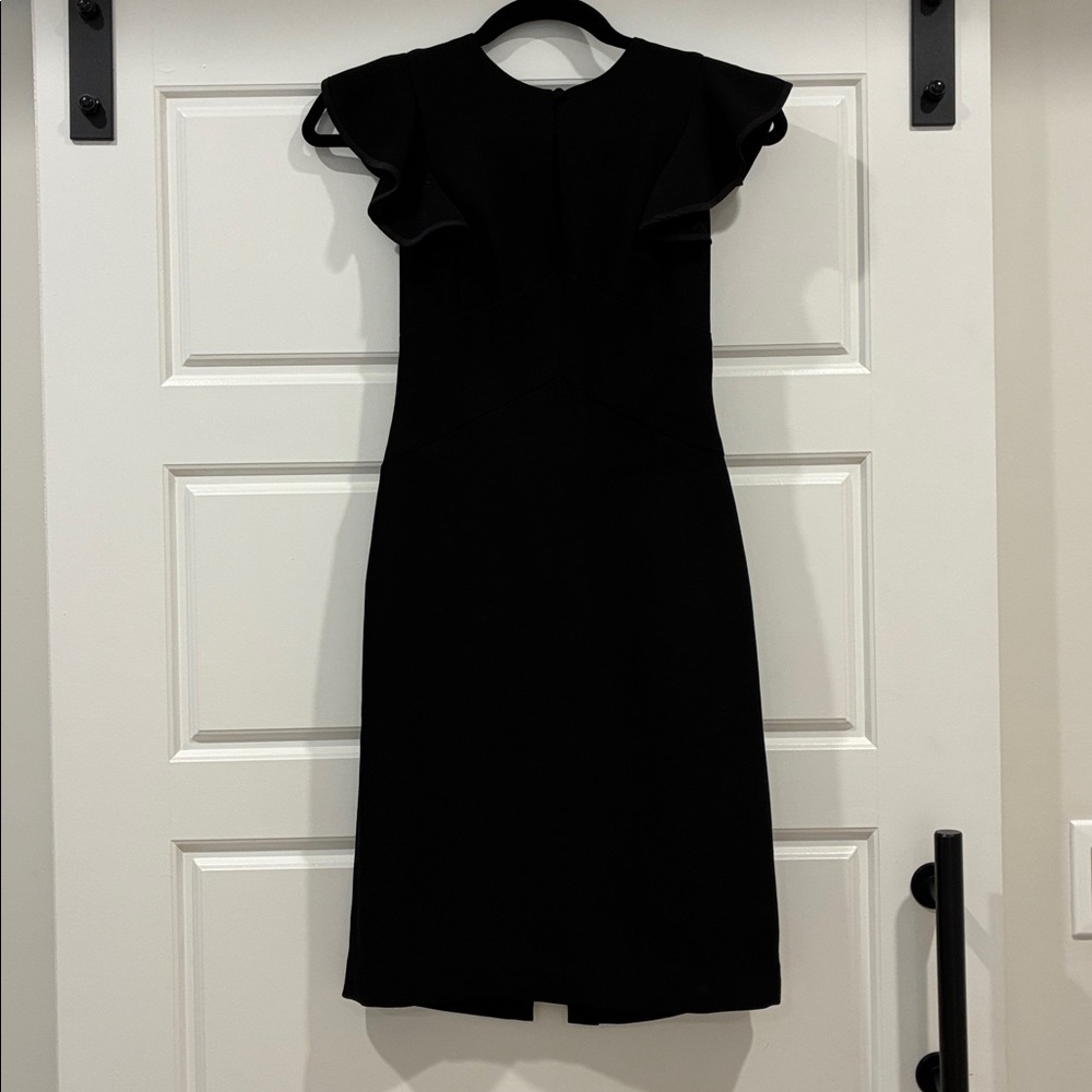 Ann Taylor Black Midi Dress with Flutter Cap Sleeves